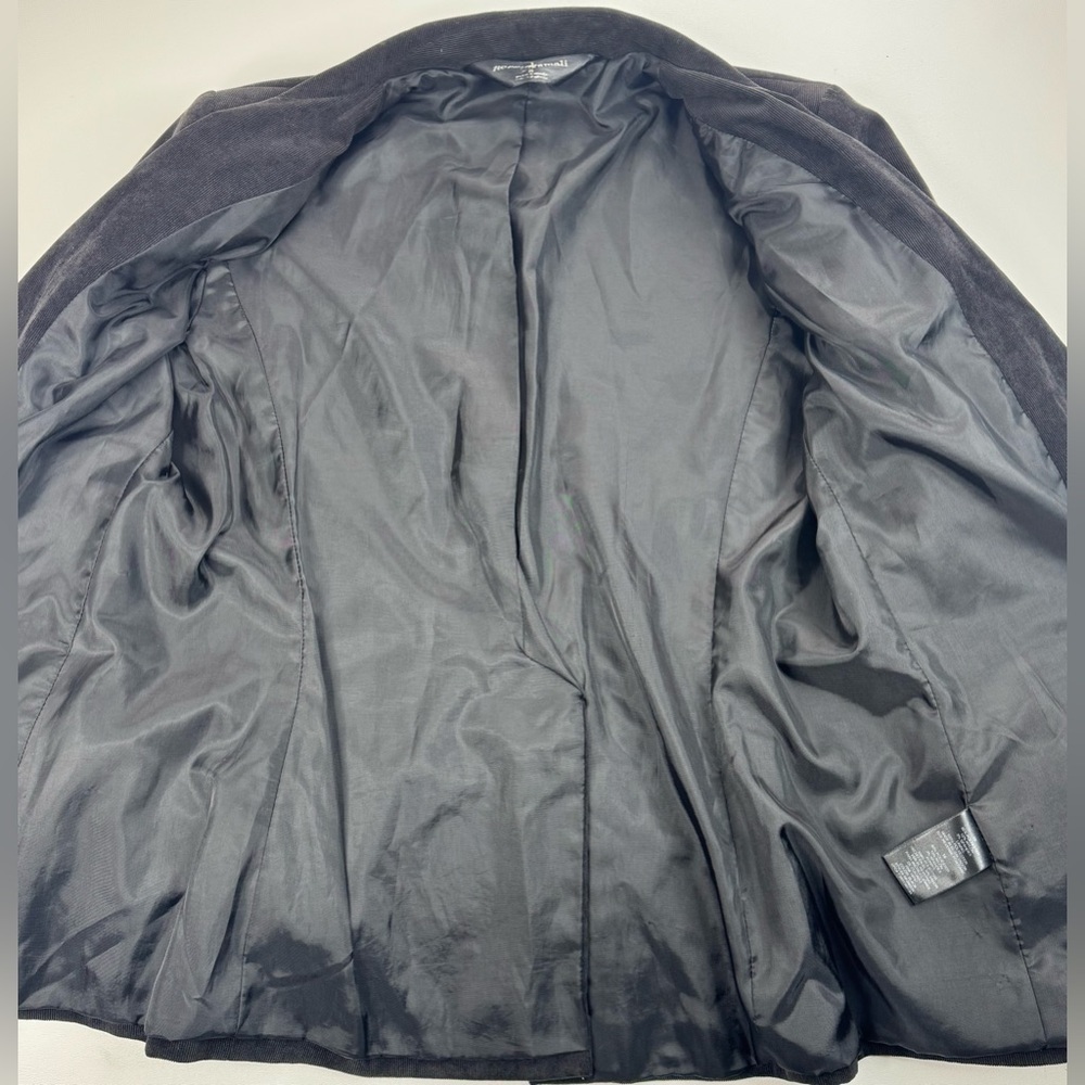 Norma Kamali Corduroy One Button Fitted Black Lined Blazer Womens Size 16 - Picture 6 of 11